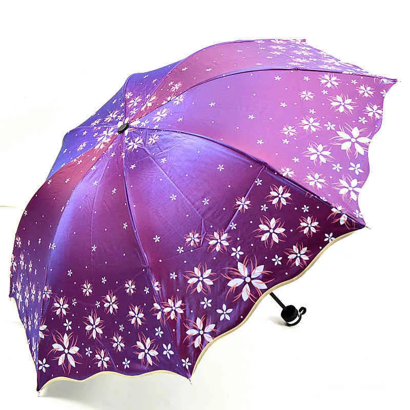 Lindo Guarda-chuva Refletivo Feminino Flor Flor Princesa Guarda-chuva Floral Guarda-sol uv Dobrável Paraguas Presente US098 210320