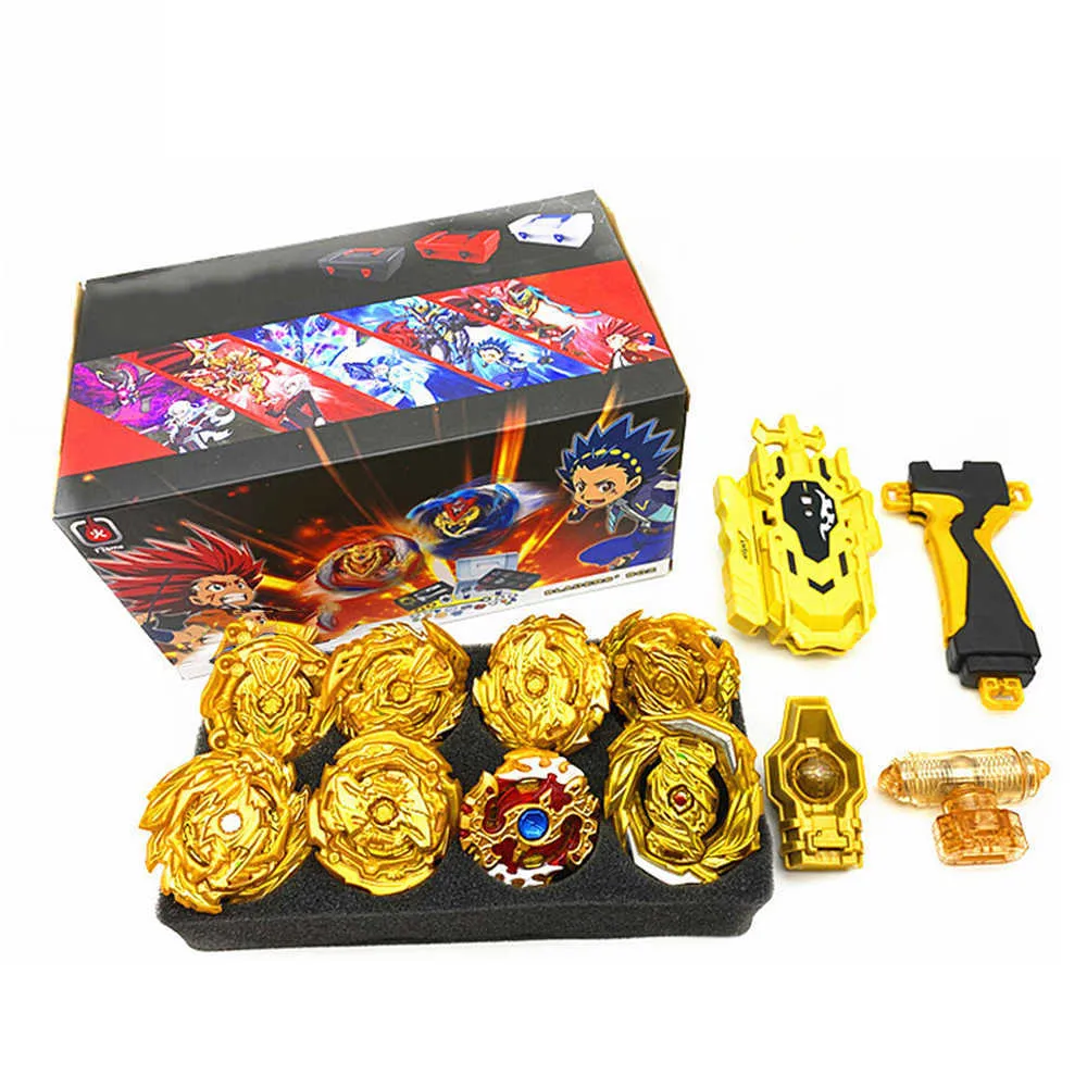 Beyblades Burst Golden GT Zestaw Metalowe Fusion Żyroskop z kierownicą w skrzynce narzędziowej opcja Zabawki dla dzieci 210803