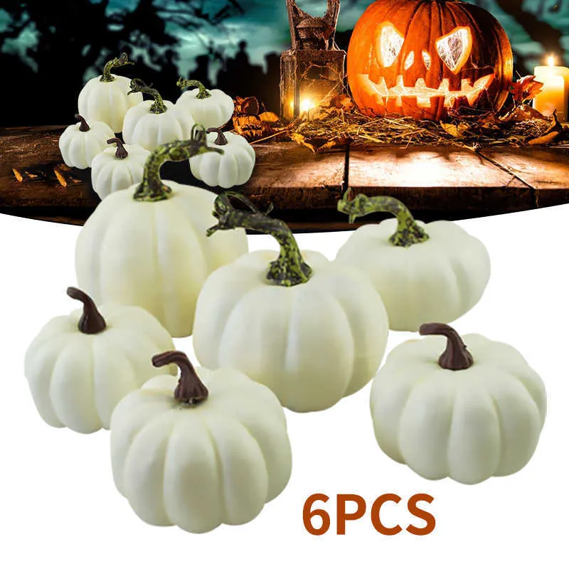 Halloween Decoration Pumpkins White Artificial Mini Foam Autumn Simulation Vegetables Props Party Table Fireplace Decor Y0829