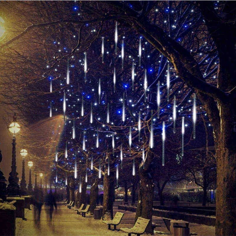 30cm / 50cm LEDの流星のシャワーガーランドの休日のストリップライト庭の通りのクリスマスの装飾のための屋外の防水妖精のライト211104