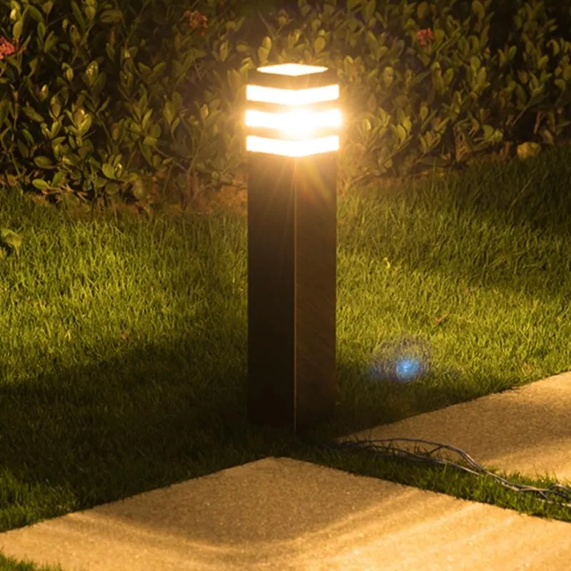 Thrisdar Outdoor Garden Pathway Lawn Light E27 Villa Patio Pillar Lamp Aluminium Landscape Park Street Bollard Lamps312U