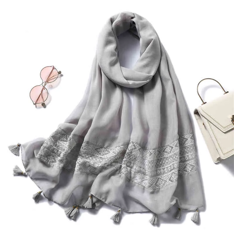 2021 design marca mulheres lenço hijabs para senhora cor sólida borla moda xales e envoltórios pashmina bandana fêmea foulard
