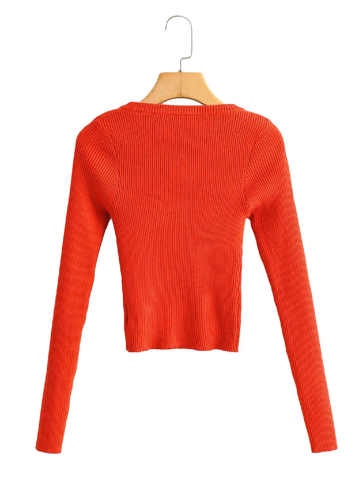 Ezgaga Stickad tröja Kvinnor Höst Ny Fyrkantig Krage Långärmad Pullover Base Solid Inside Office Lady Tunn Slim Vintage Red 210430