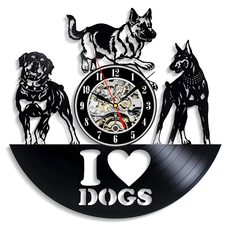 Рекордные настенные часы современный дизайн я люблю собачьи настенные часы, висящие часы, чтобы подарки для любителей собак 12 дюймов 4082549