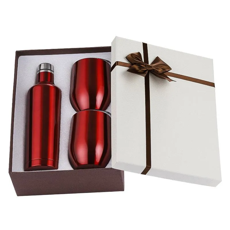 set Gift Wine Tumbler Set Stainless Steel Double Wall Insulated With One 500ml Bottle Two 12oz Wine Tumbler2494