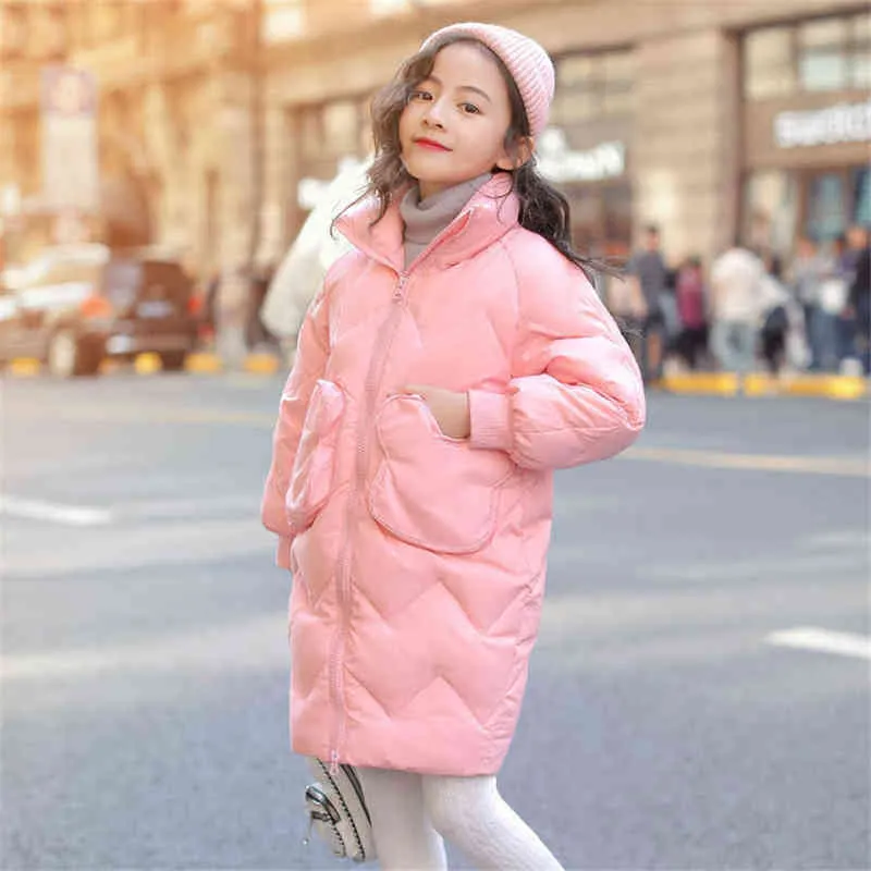 소녀 옷 겨울 긴 코트 따뜻한 플러스 벨벳 공주 코튼 자켓 아이 야외 두꺼운 파카 의류 후드 겉옷 211203