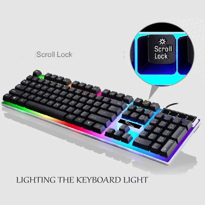 Ergonomiczna klawiatura Gaming Klawiatura 3D Zestaw myszy antypoślizgowej Rainbow LED Zestaw PS4 Xbox One