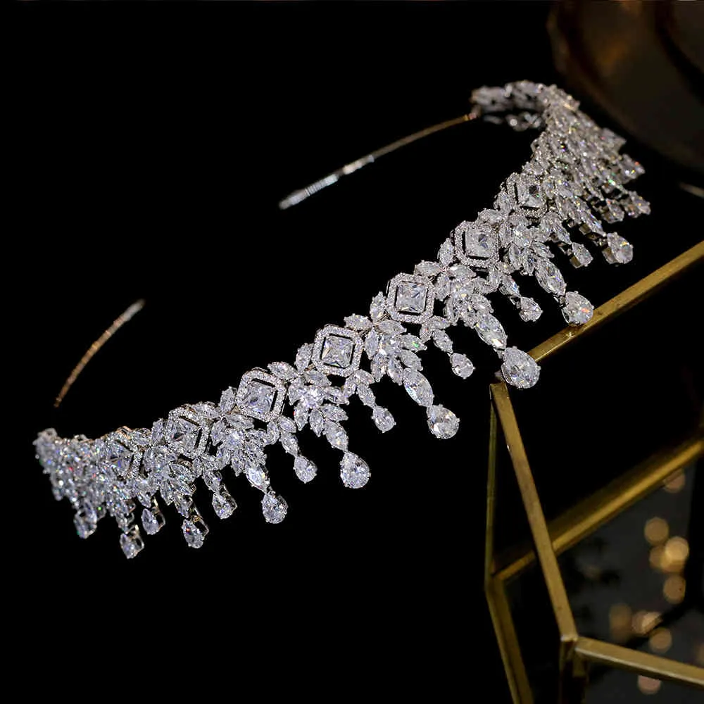 ASNORA-Tiaras exquisitas, corona de cristal Simple, tocado de boda para mujer, joyería para graduación, accesorios para el cabello A00579