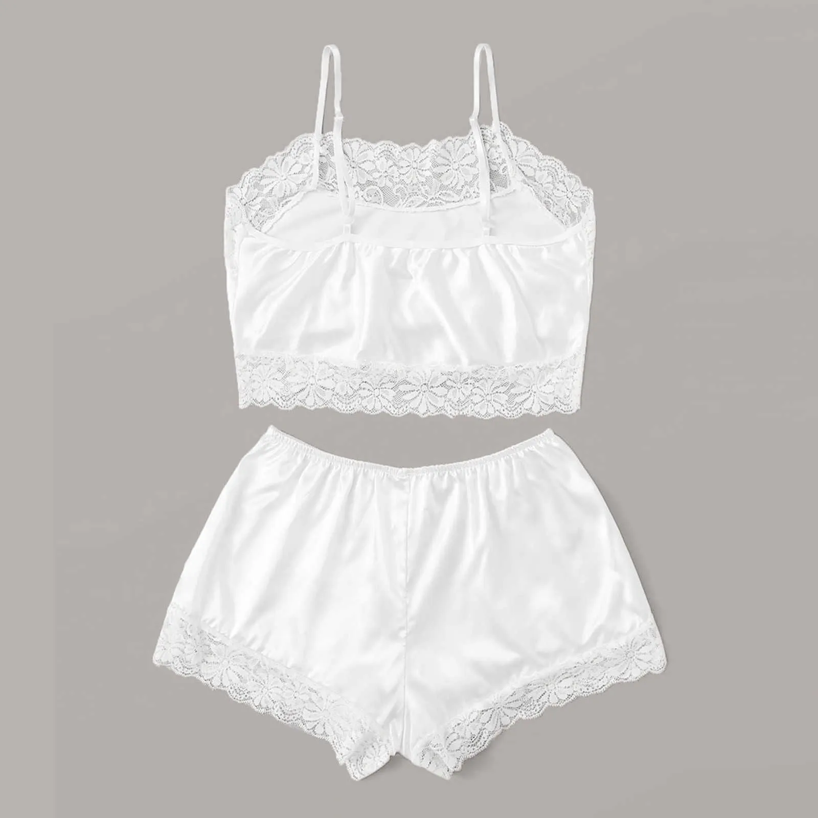 Spring Summer Ladies Short Set Two Pieces Ladies Fashion Sexy Lace Underwear Smooth And Comfortable Skin-Friendly Pajamas Q0706