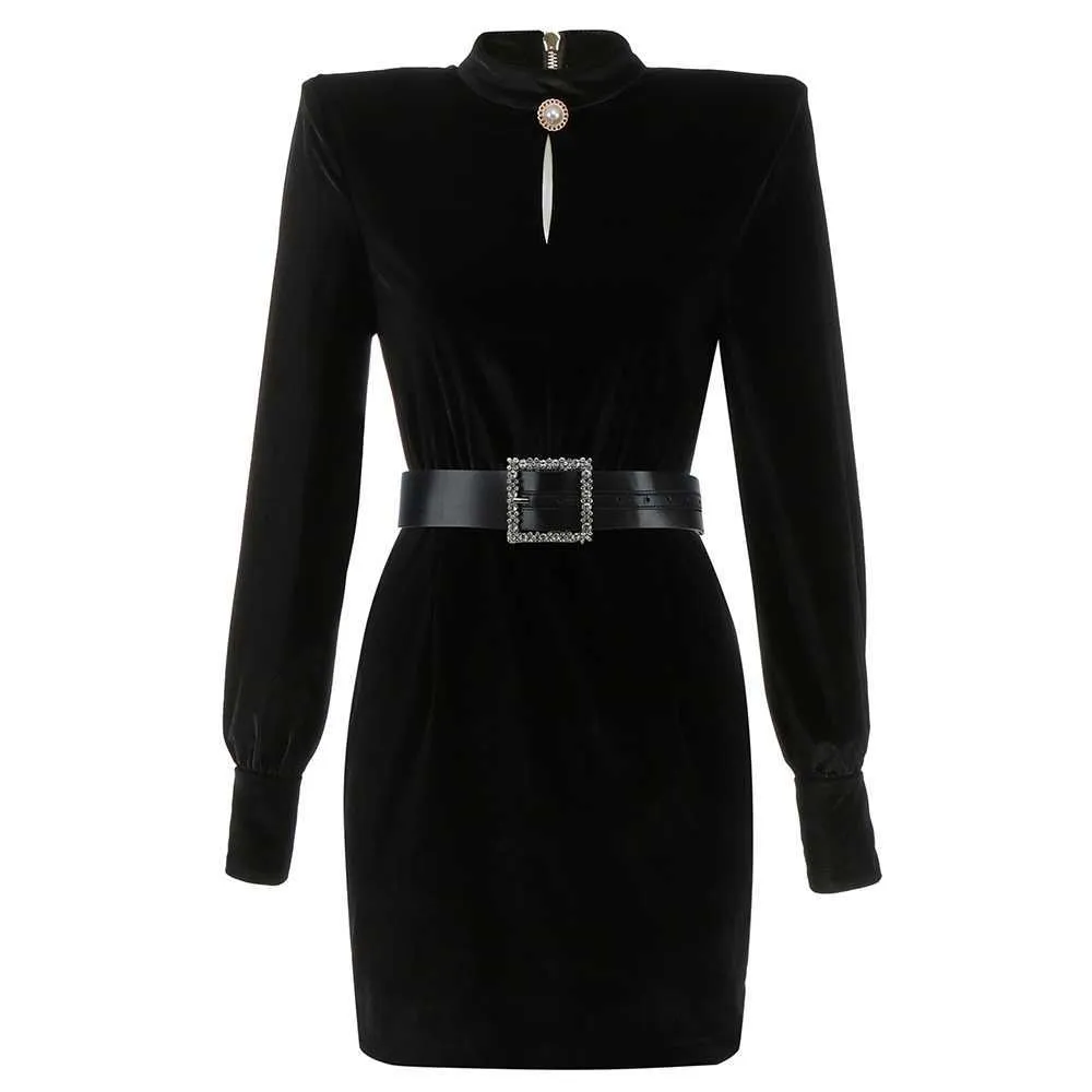 Ocstrade Runway Long sleeve Bodycon Dress Arrivals Women Autumn Sashes Black Club Night Party es 210527