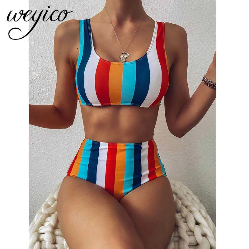 Bikini Set High Waist Women Sexy Swimwear Straps Bathing Suit Swimming Beach Wear Biquini Mujer Brazilian Swimsuit Female 210621