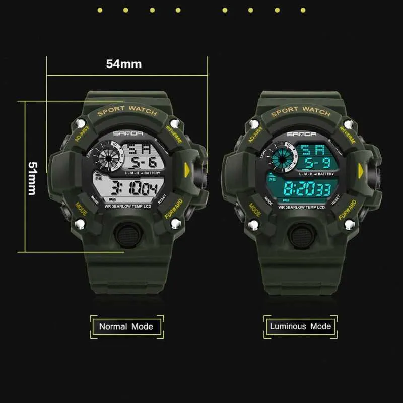 L5YC – montre à Quartz militaire pour hommes, sport Chic, LED, alarme de jour, en acier inoxydable, G1022
