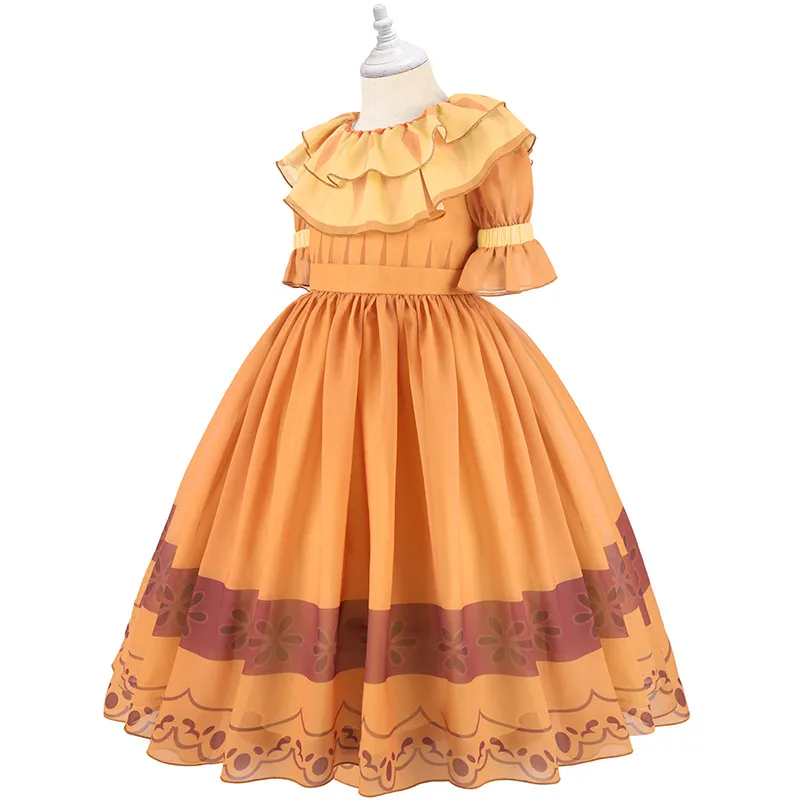 Новинка 2022 года, платье Mirabel Encanto, детские платья для девочек, костюм для девочек, платье принцессы для Хэллоуина, карнавальные костюмы для косплея7618234
