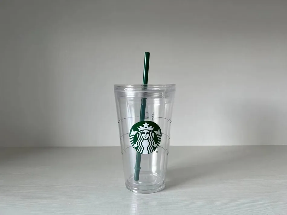 Кружка Starbucks «Русалка», 24 унции, стаканы, прозрачный двухслойный пластик, многоразовая чашка с крышкой и соломинкой2801