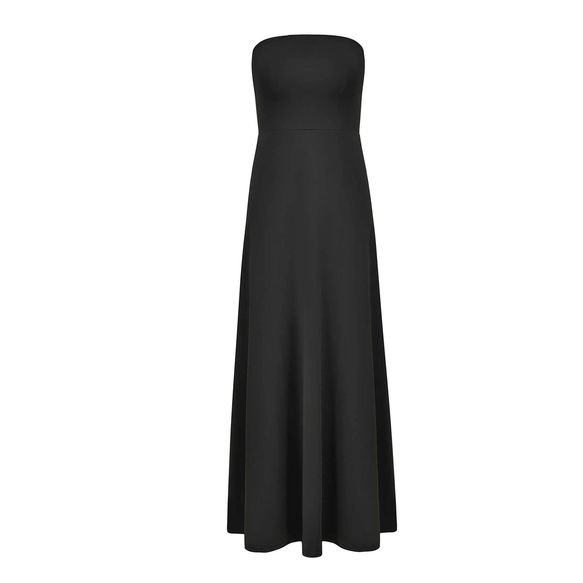 Leviorortin Różowy ślub Długie impreza Dress Back Crossing Bandaż Bez Rękawów Kobiet Tube Top Dress Suknia Wieczorowa Czarny / Red 210527