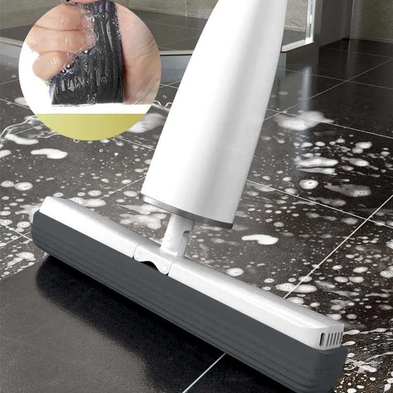 Eyliden Automatic Self-Wringing Mop Flat with PVA Sponge Heads Hand Washing for Bedroom Floor Clean 210907265T