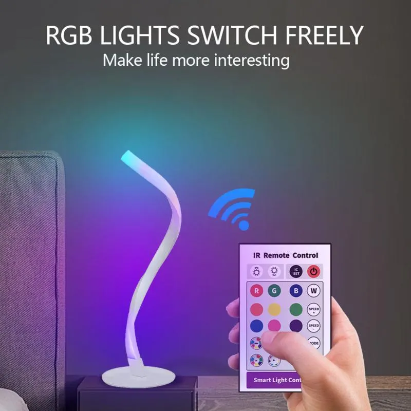 Table Lamps 110-240V RGB LED Desk Lamp Remote Control Bedside Night Light Modern Reading Atmosphere Bedroom Home Decor Lighting319y