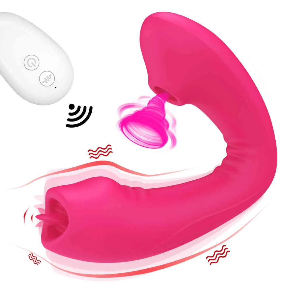 Dildo Sucking Vibrators for Woman Powerful Clitoris Sucker Blowjob Tongue Stimulator Nipple Vagina Pussy Pump Sex Toys for Adult K822