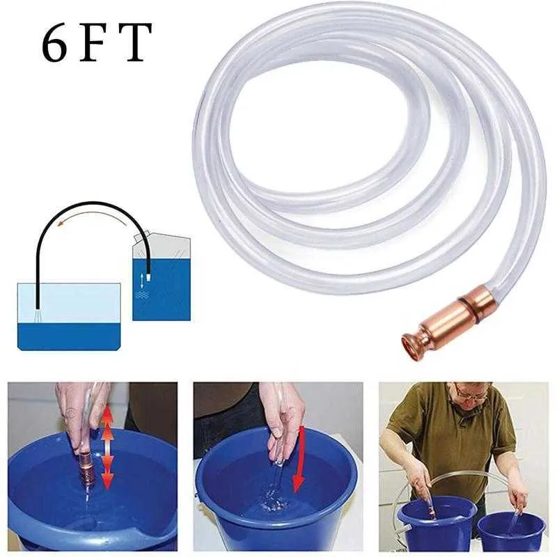 수동 흡입 파이프 가스 사이펀 펌프 가솔린 연료 물 셰이커 사이펀 안전 자체 프라이밍 호스 파이프 배관 호스 투명