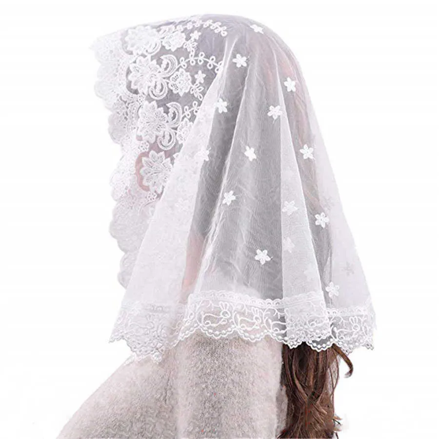 Jin Is İplik Siyah Beyaz Kadınlar Dantel Katolik Peçe Mantilla Kilise Başkanı için Latin Kütle Vela Negra Voile Dentelle Mantilla X0726