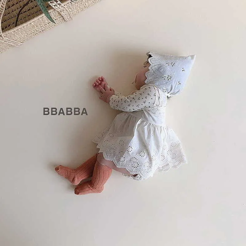 Bahar Çocuk Kız 2-ADET Setleri Ekose Bodysut + Sling Beyaz Dantel Elbiseler Sevimli Stil Çocuk Giysileri E7355 210610