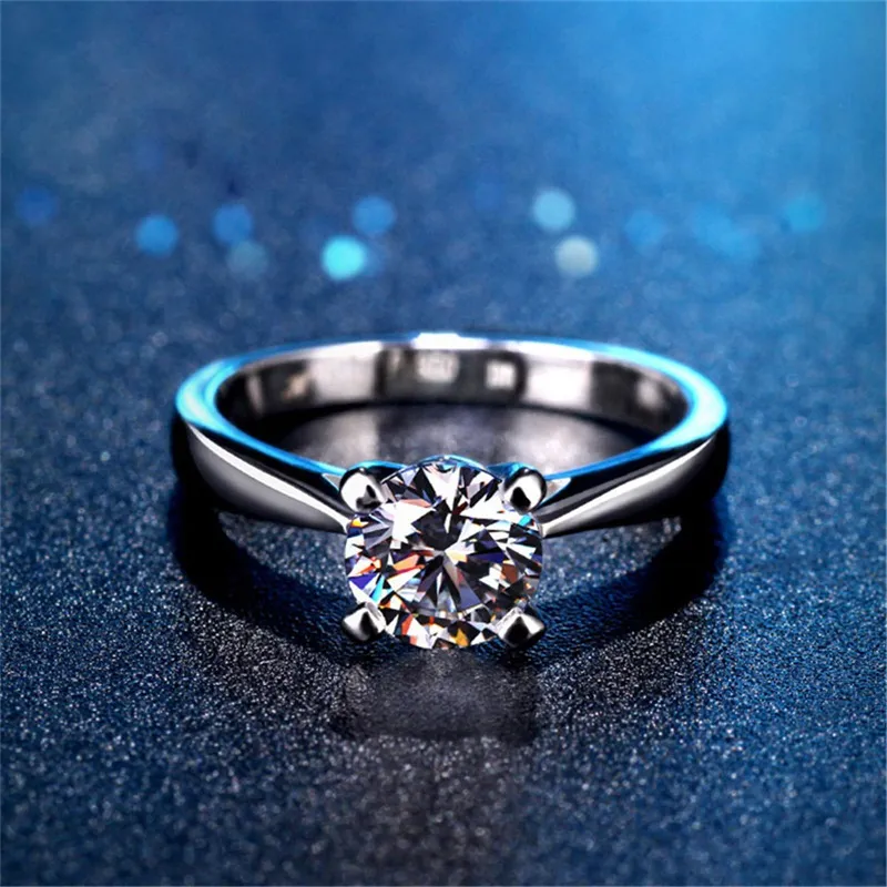 Yanhui med certifikat Luxury Solitaire 20CT Zirconia Diamond Wedding Rings Women Pure 18K White Gold Silver 925 Ring ZR1287101155