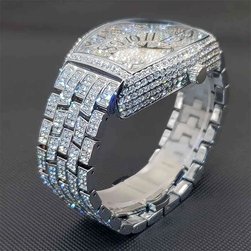 Reloj Hip Hop Con Diamantes Missfox Populära märken 18k Gold Geneva Diamond Watch Relogio Masculino Prova Dagua Original