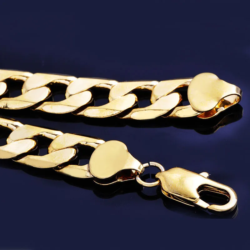 10MM grande giallo oro massiccio riempito collana a catena a maglia cubana gioielli da uomo spessi collane da uomo in oro da donna gioielli Hip Hop251s