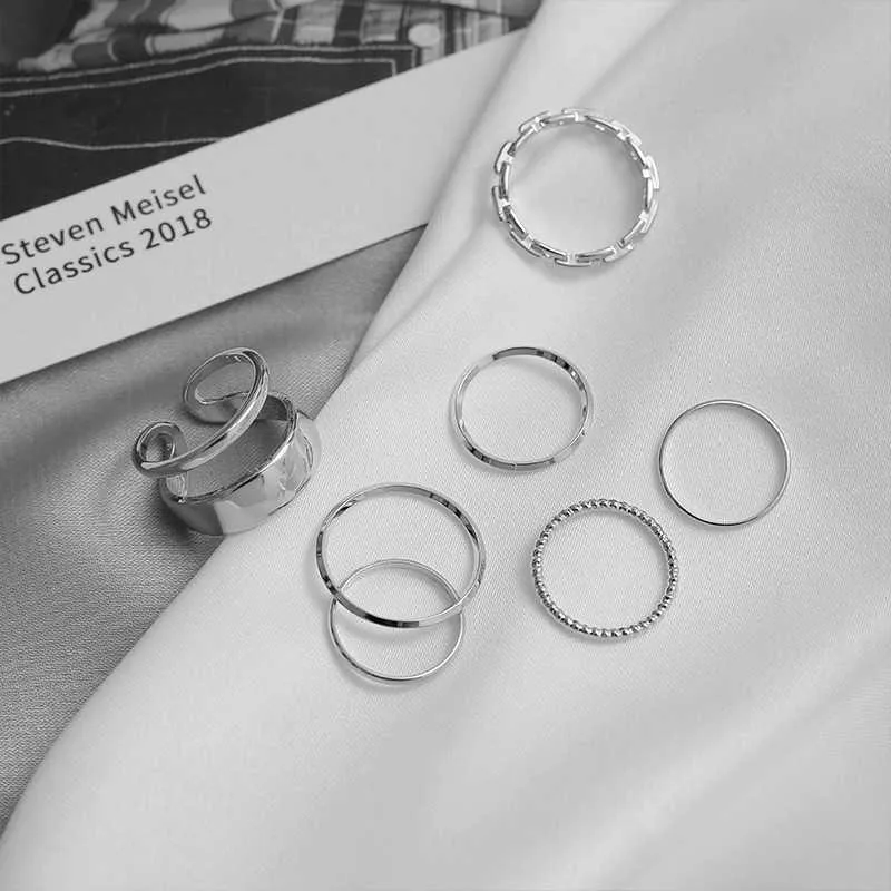 Mode Punk Joint Ring Set voor Vrouwen Minimalistische Ringen Sieraden Cadeau Ronde Ring voor Meisjes Street Dance Accessoires Q08308143
