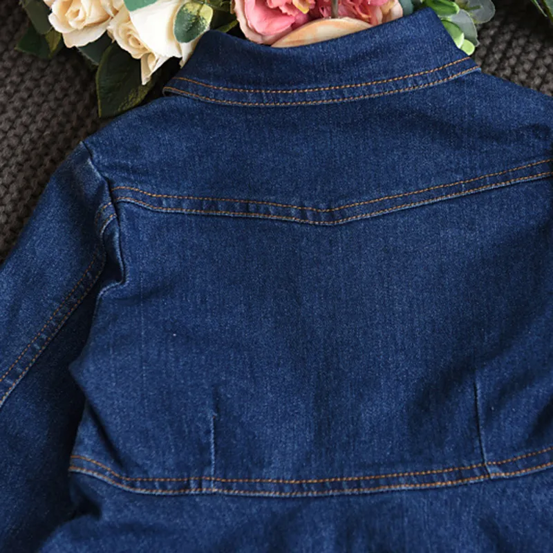 Girls Dresses Autumn Children's Clothing Fashion Single-Breasted Long-Sleeve Lapel Denim Dress