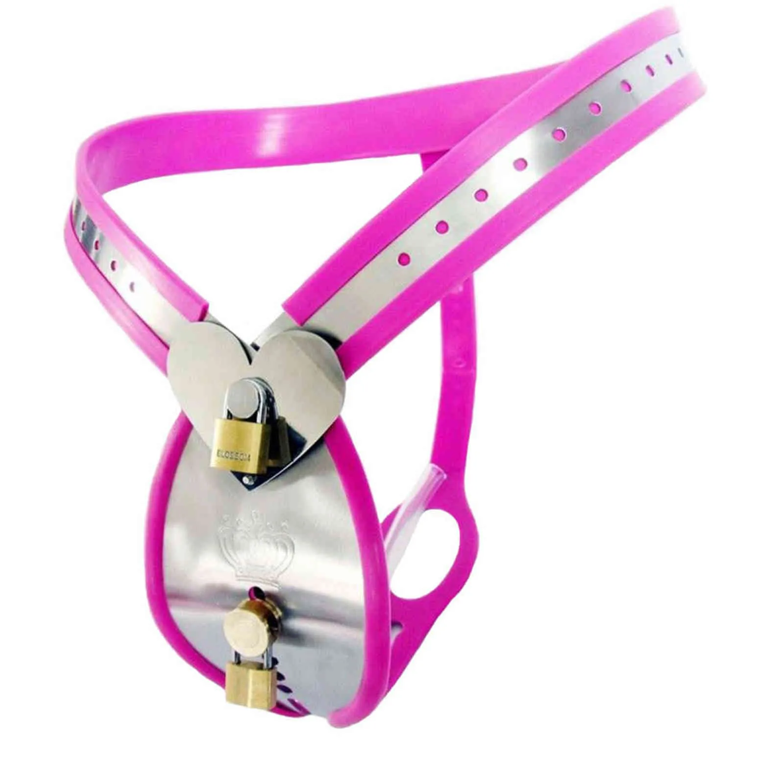 NXY Cockrings Pretty Sexy Male BDSM Bondage Chastity Belt with Anal Plug Catheter Sissy Designed Device Heart-shaped Stainless Steel Lock Men 1124