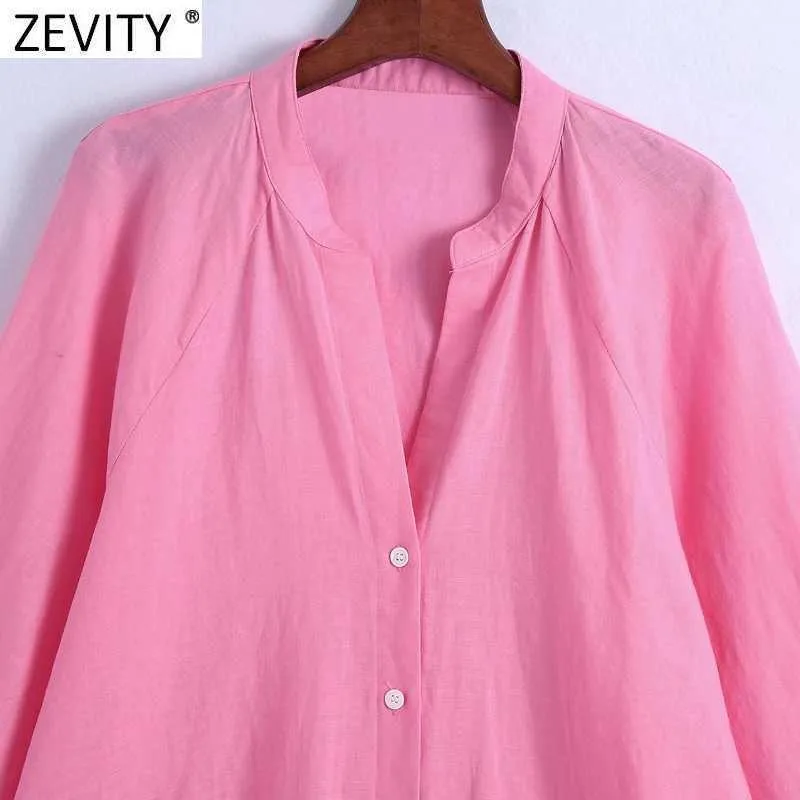 Zevity Women Fashion V Neck Solid Color Casual Loose Shirt Dress Female Chic Single Breasted Straight Business Vestidos DS8338 210603