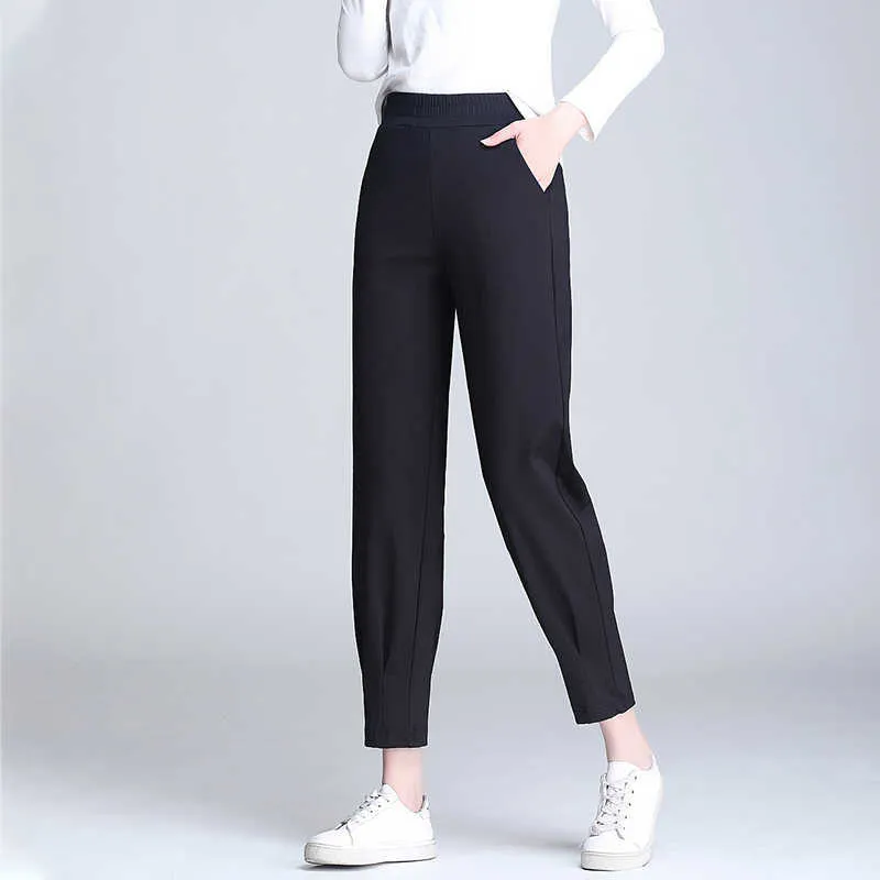 Streetwear été femmes pantalons femme taille haute élastique ample sarouel capris pour femmes pantalon femme grande taille 4xl 210608