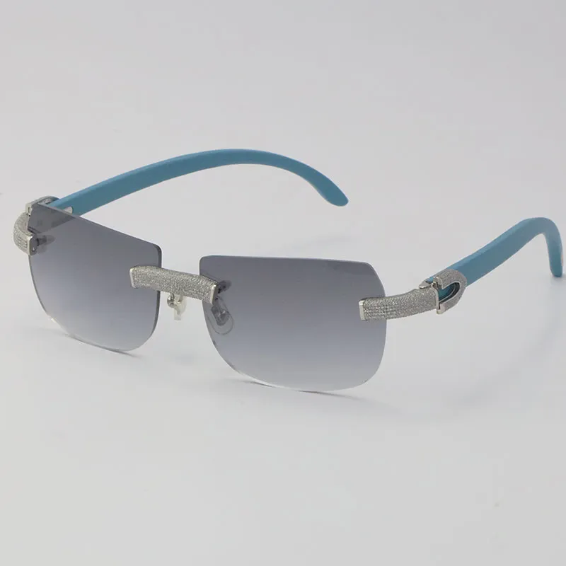 2022 Neues Modell, mikrogepflasterte Diamant-Sonnenbrille, originales rotes Holz, randlose Sonnenbrille, 18 Karat Gold, C-Dekoration, männlich-weibliche Brille, UV 4203f
