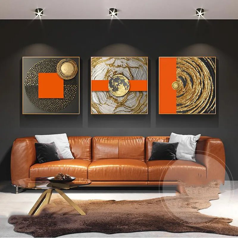 Affiches murales abstraites, images d'art pour salon, décoration intérieure, imprimés sur toile, décoration de maison moderne, Cuadros nordiques Orange