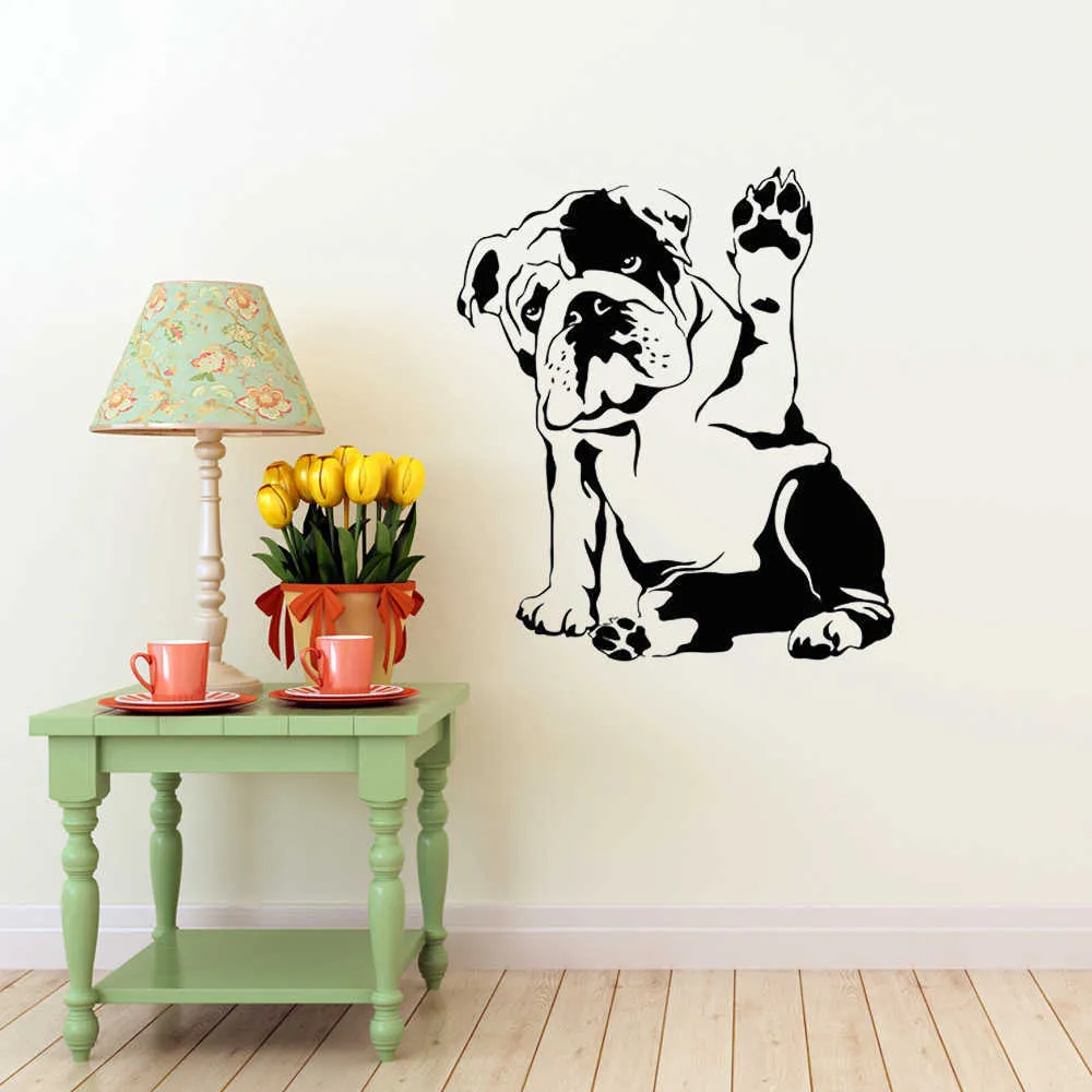 Bouledogue anglais chien animal de compagnie vétérinaire toilettage Salon Stickers muraux Mural chambre décalcomanie décor à la maison salon Art affiche Y08051538756