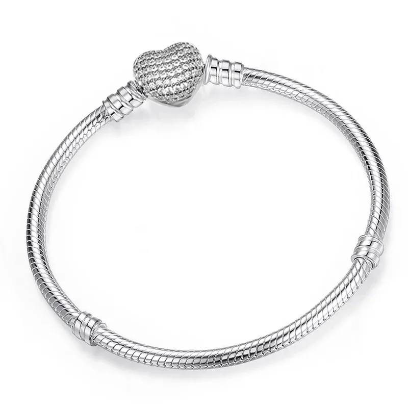 925 Sterling High Quality Authentic Silver Color Snake Chain Fine Bracelet Fit European Charm Bracelets for Women Jewelry Making299u