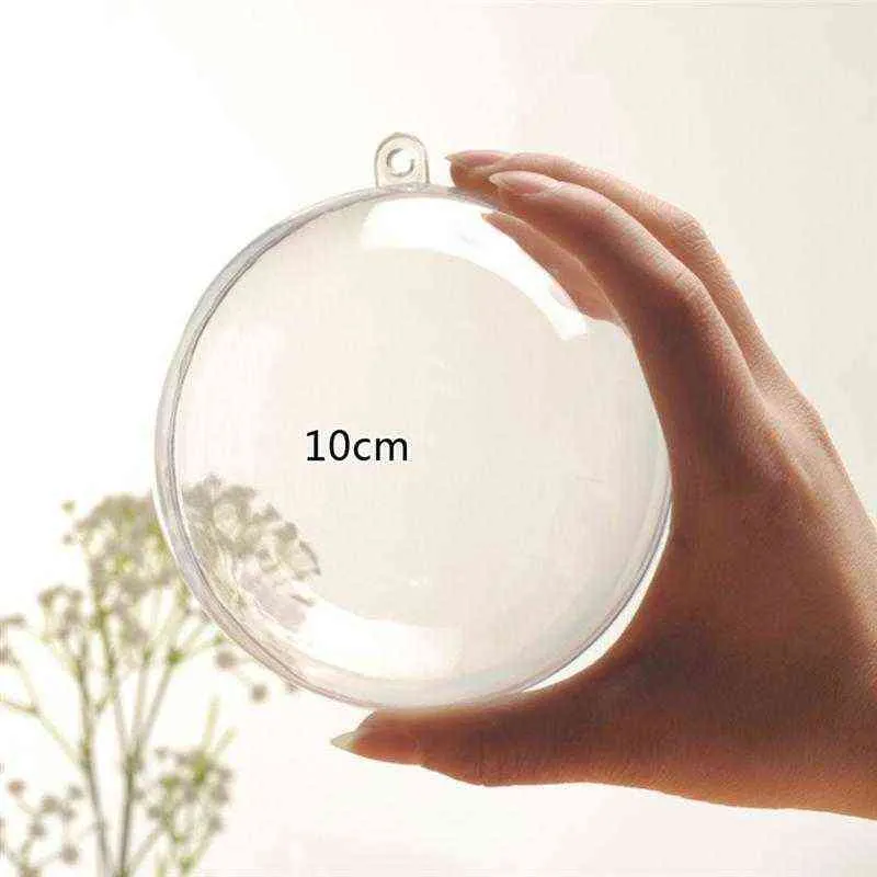 Transparent Plastic Ball Fill-able Hollow Sphere Snap-On Ball Xmas Hanging Ornament Party Wedding Decor Y1126