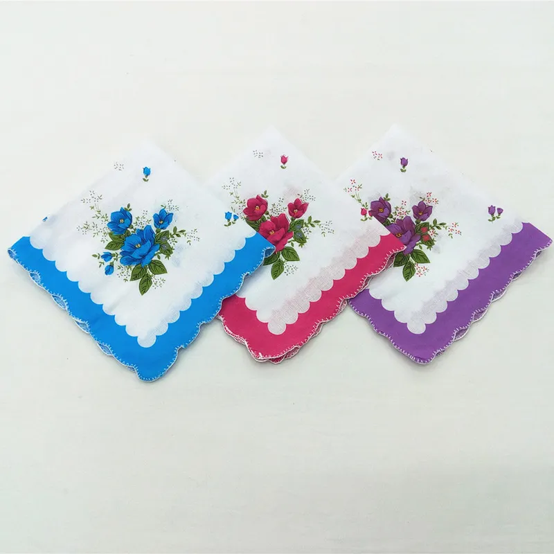 Panie chusteczki Kolory półksiężyc drukowane bawełna kwiatowy Hankie kwiat Haftowane chusteczki kolorowe ręczniki kieszonkowe T2i51788