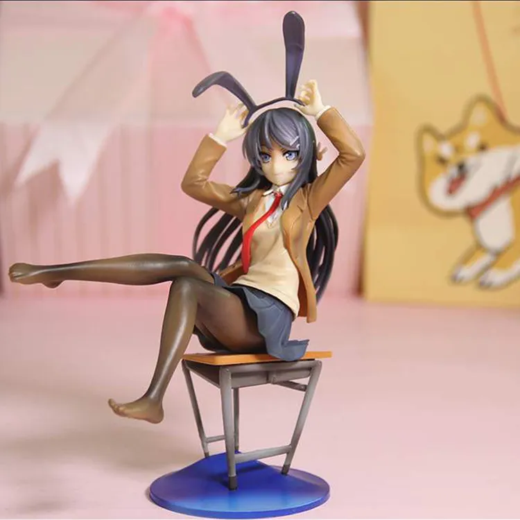 Anime rascal não sonho de coelho menina senpai figura sexy brinquedo senpai sakurajima mai cadeira sexy anime figura de ação brinquedos x05228893707