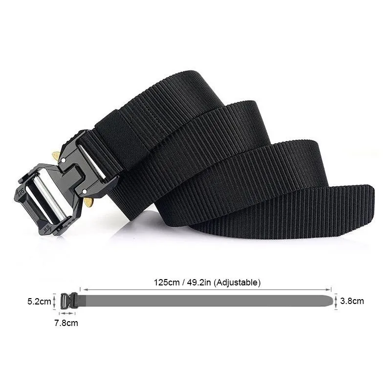 Belts Men 'Tactical Belt Hard Alloy snabbt låser upp pluggbart spänne 1200D Nylon Military Army Equipment270N