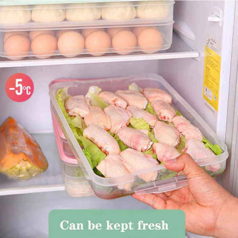 Refrigerator Food Storage Box Kitchen Accessories Organizer Fresh Dumplings Vegetable Egg Holder Stackable Microwave8427074