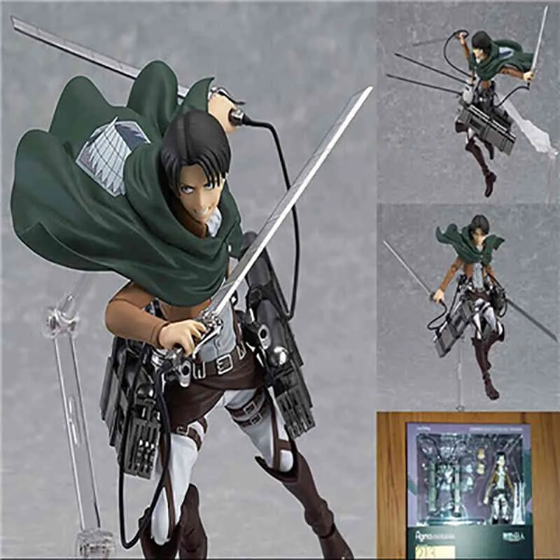 Ação de ataque às figuras de titãs eren mikasa ackerman levi pvc figura jaeger erren ackerman anime figma 203 207 213 figura x05032638973