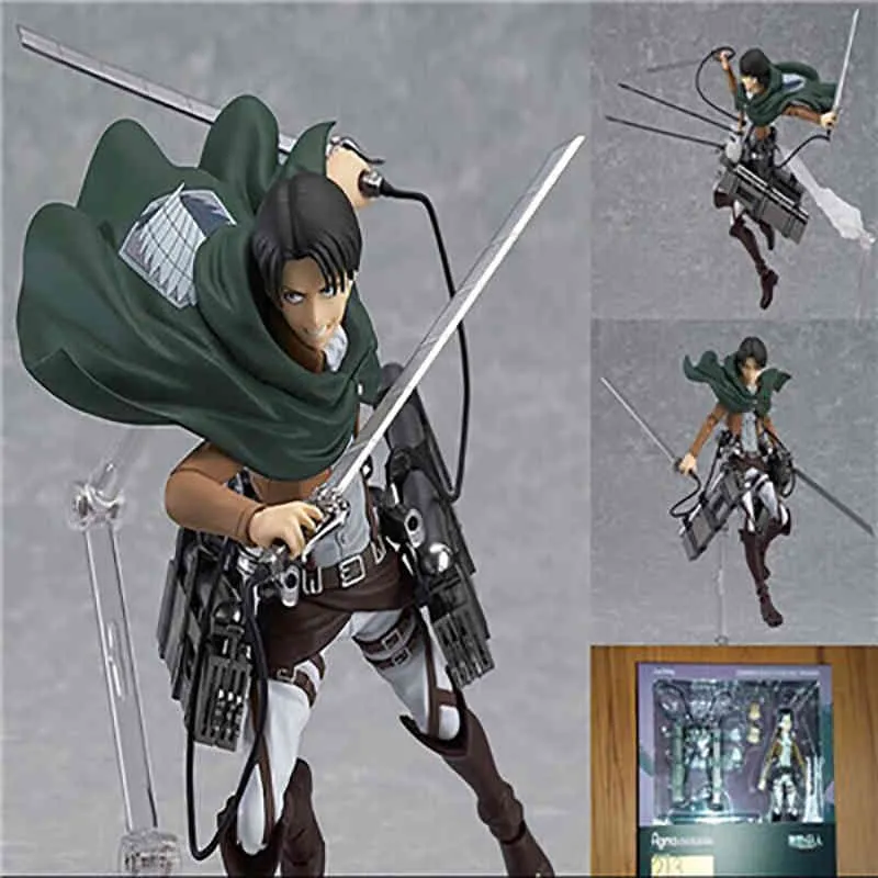Ação de ataque às figuras de Titan Eren Mikasa Ackerman Levi PVC Figura Jaeger Eren Ackerman Anime Figma 203 207 213 Figura X05032979283