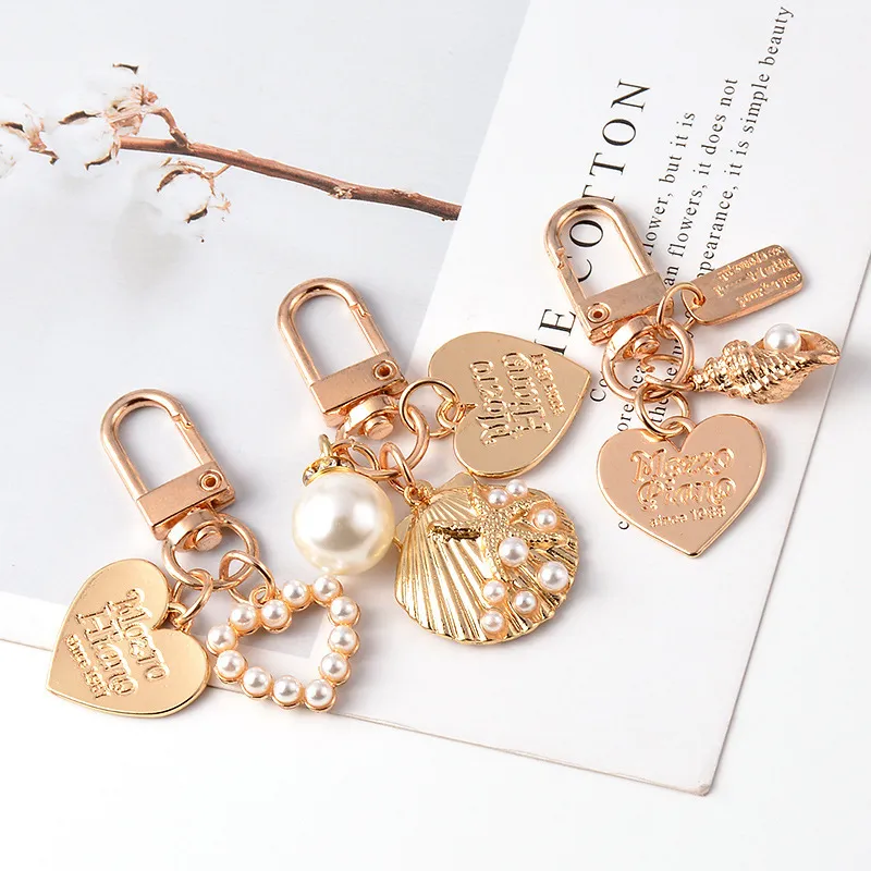 4st / set Exquisite Pearl Shell Keychain Bag Key Tillbehör Hela smycken