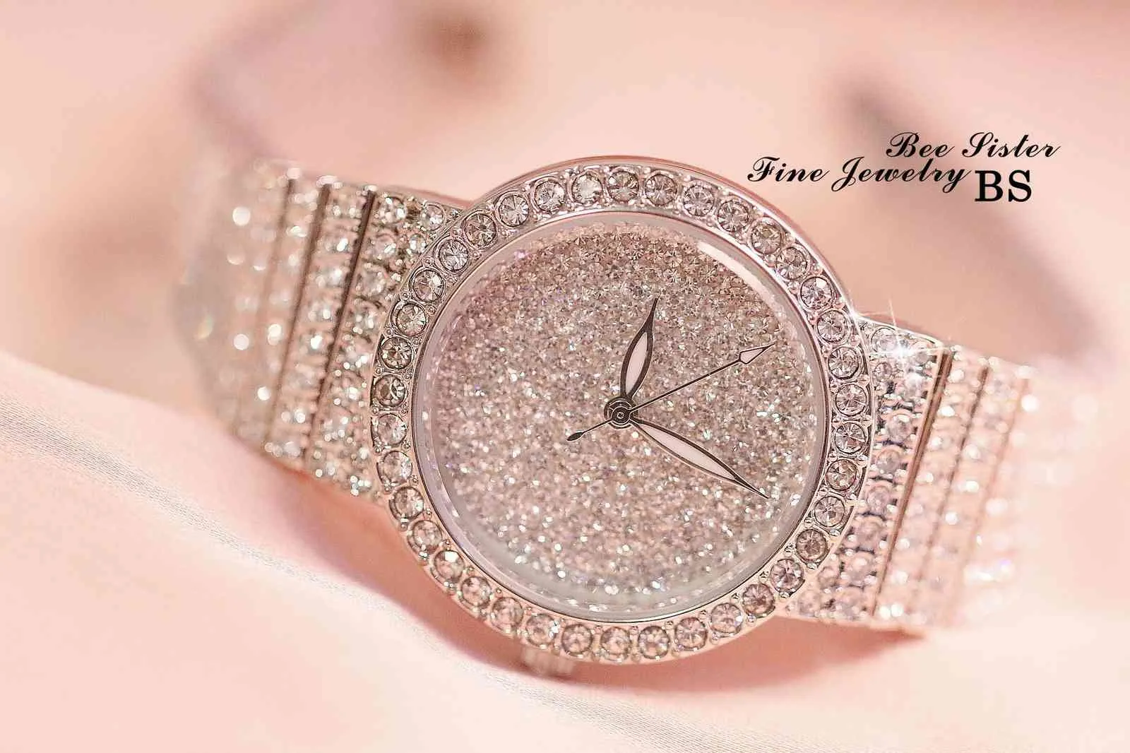 Orologio da donna di lusso in oro rosa con diamanti e orologio da donna al quarzo bling con strass moda femminile in acciaio inossidabile