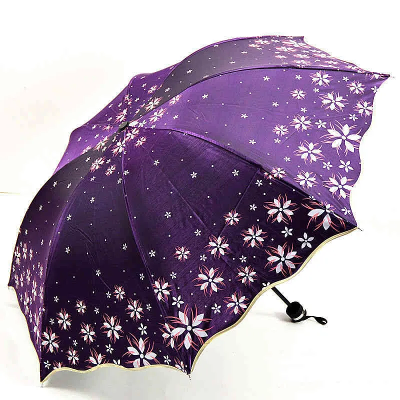 Lindo Guarda-chuva Refletivo Feminino Flor Flor Princesa Guarda-chuva Floral Guarda-sol uv Dobrável Paraguas Presente US098 210320