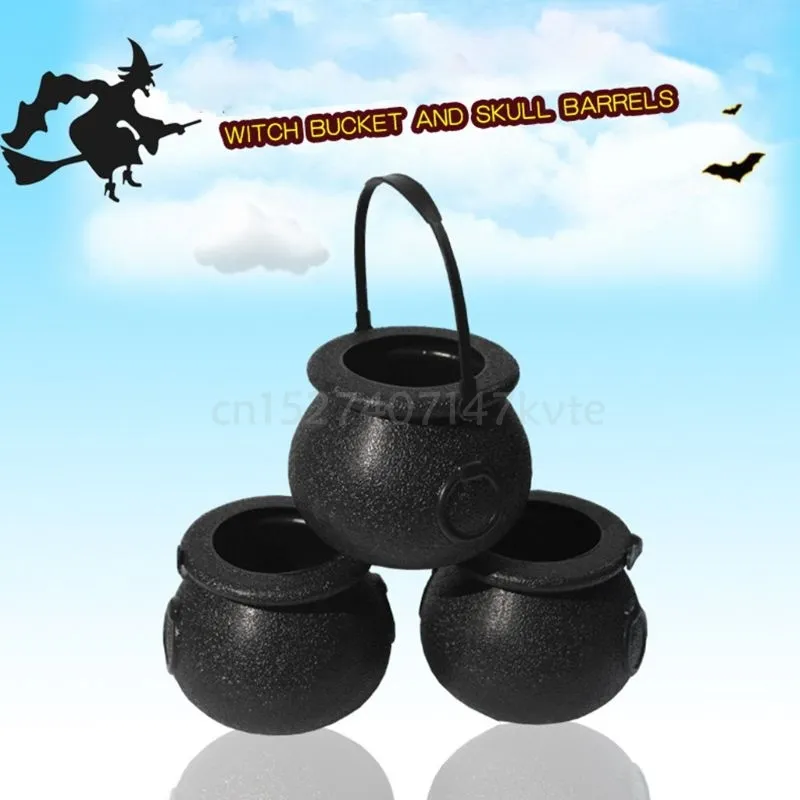 Mini Candy Kettles Witch Skeleton Cauldron Holder Pot for Halloween 210325249V