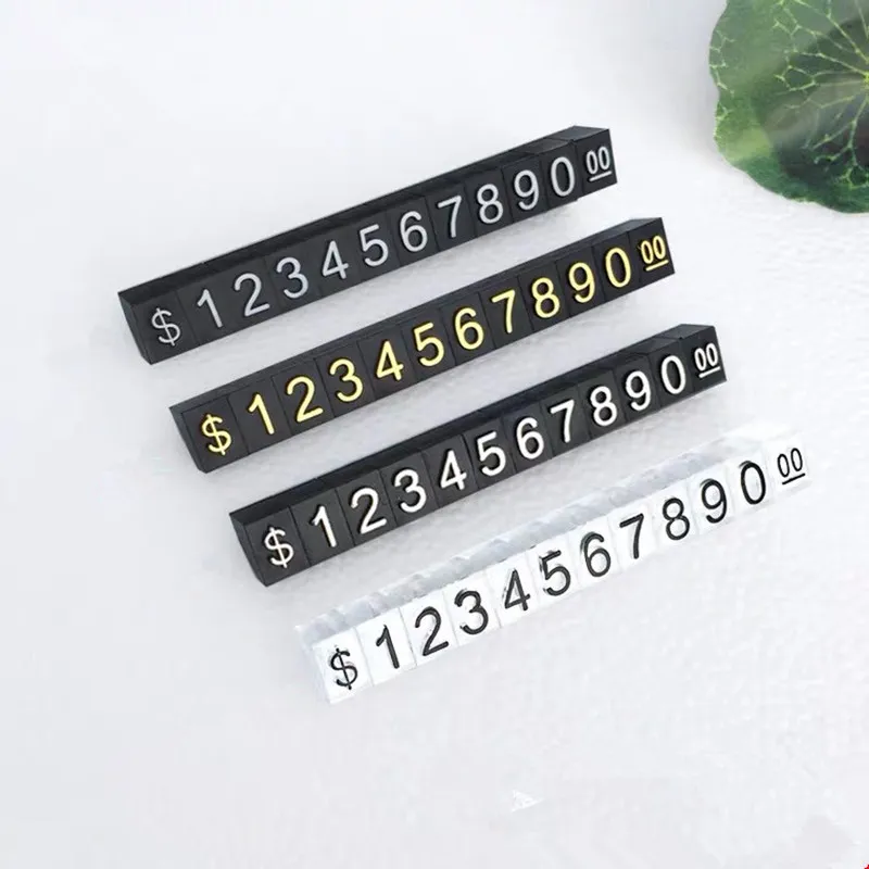 10 bandes Mini prix Cubes étiquettes blocs d'assemblage numéro combiné chiffres étiquette signe montre bijoux Pop prix présentoir cadre