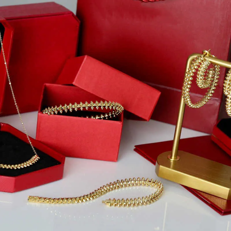 مجموعة مجوهرات أزياء العلامة التجارية للنساء مطلي بالذهب مطلي البخار البخار Punk Party Clash Design Design Drets Netlace Ring314d